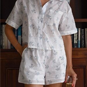 NWT Yllw the Label Rosy Collared Shorts Set — Baby's Breath, Size XL